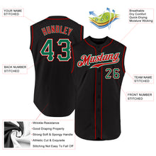 Laden Sie das Bild in den Galerie-Viewer, Custom Black Kelly Green-Red Authentic Sleeveless Baseball Jersey
