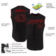 Laden Sie das Bild in den Galerie-Viewer, Custom Black Black-Red Authentic Sleeveless Baseball Jersey
