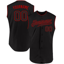 Laden Sie das Bild in den Galerie-Viewer, Custom Black Black-Red Authentic Sleeveless Baseball Jersey

