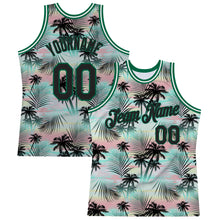 Laden Sie das Bild in den Galerie-Viewer, Custom Black Black-Kelly Green 3D Pattern Tropical Hawaii Palm Leaves Authentic Basketball Jersey
