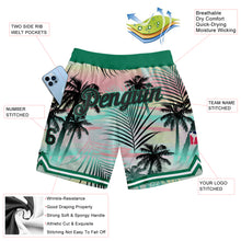 Laden Sie das Bild in den Galerie-Viewer, Custom Black Black-Kelly Green 3D Pattern Design Tropical Palm Leaves Authentic Basketball Shorts
