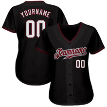 Laden Sie das Bild in den Galerie-Viewer, Custom Black White-Crimson Authentic Baseball Jersey
