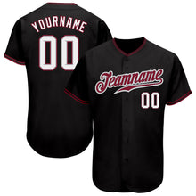 Load image into Gallery viewer, Custom Black White-Crimson Authentic Baseball Jersey
