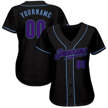Laden Sie das Bild in den Galerie-Viewer, Custom Black Purple-Light Blue Authentic Baseball Jersey
