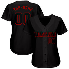 Загрузить изображение в средство просмотра галереи, Custom Black Black-Red Authentic Baseball Jersey
