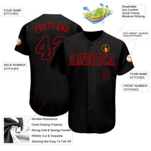 Загрузить изображение в средство просмотра галереи, Custom Black Black-Red Authentic Baseball Jersey
