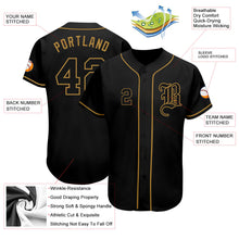 Laden Sie das Bild in den Galerie-Viewer, Custom Black Black-Old Gold Authentic Baseball Jersey
