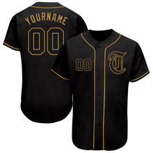 Laden Sie das Bild in den Galerie-Viewer, Custom Black Black-Old Gold Authentic Baseball Jersey
