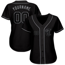 Laden Sie das Bild in den Galerie-Viewer, Custom Black Black-Gray Authentic Baseball Jersey
