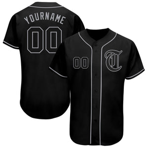 Custom Black Black-Gray Authentic Baseball Jersey