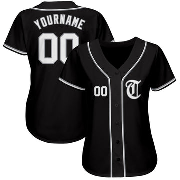 Custom Black White-Gray Authentic Baseball Jersey