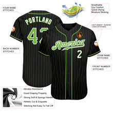 Laden Sie das Bild in den Galerie-Viewer, Custom Black Neon Green Pinstripe Neon Green-White Authentic Baseball Jersey
