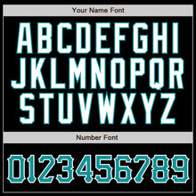 Загрузить изображение в средство просмотра галереи, Custom Black Teal Pinstripe Teal-White Authentic Baseball Jersey
