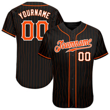 Load image into Gallery viewer, Custom Black Orange Pinstripe Orange-White Authentic Baseball Jersey
