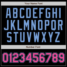Load image into Gallery viewer, Custom Black Light Blue Pinstripe Pink-Light Blue Authentic Baseball Jersey
