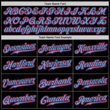 Load image into Gallery viewer, Custom Black Light Blue Pinstripe Pink-Light Blue Authentic Baseball Jersey
