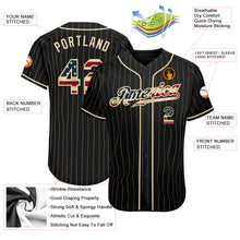 Load image into Gallery viewer, Custom Black Cream Pinstripe Vintage USA Flag-Cream Authentic Baseball Jersey

