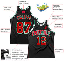 Load image into Gallery viewer, Custom Black Red-Kelly Green Authentic Throwback Basketball Jersey
