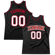 Загрузить изображение в средство просмотра галереи, Custom Black White-Red Authentic Throwback Basketball Jersey
