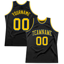 Загрузить изображение в средство просмотра галереи, Custom Black Gold-Royal Authentic Throwback Basketball Jersey

