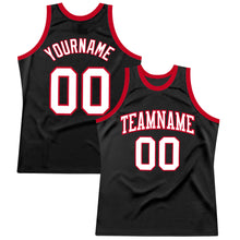 Load image into Gallery viewer, Custom Black White-Red Authentic Throwback Basketball Jersey
