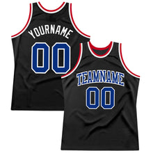 Load image into Gallery viewer, Custom Black Royal-White Authentic Throwback Basketball Jersey
