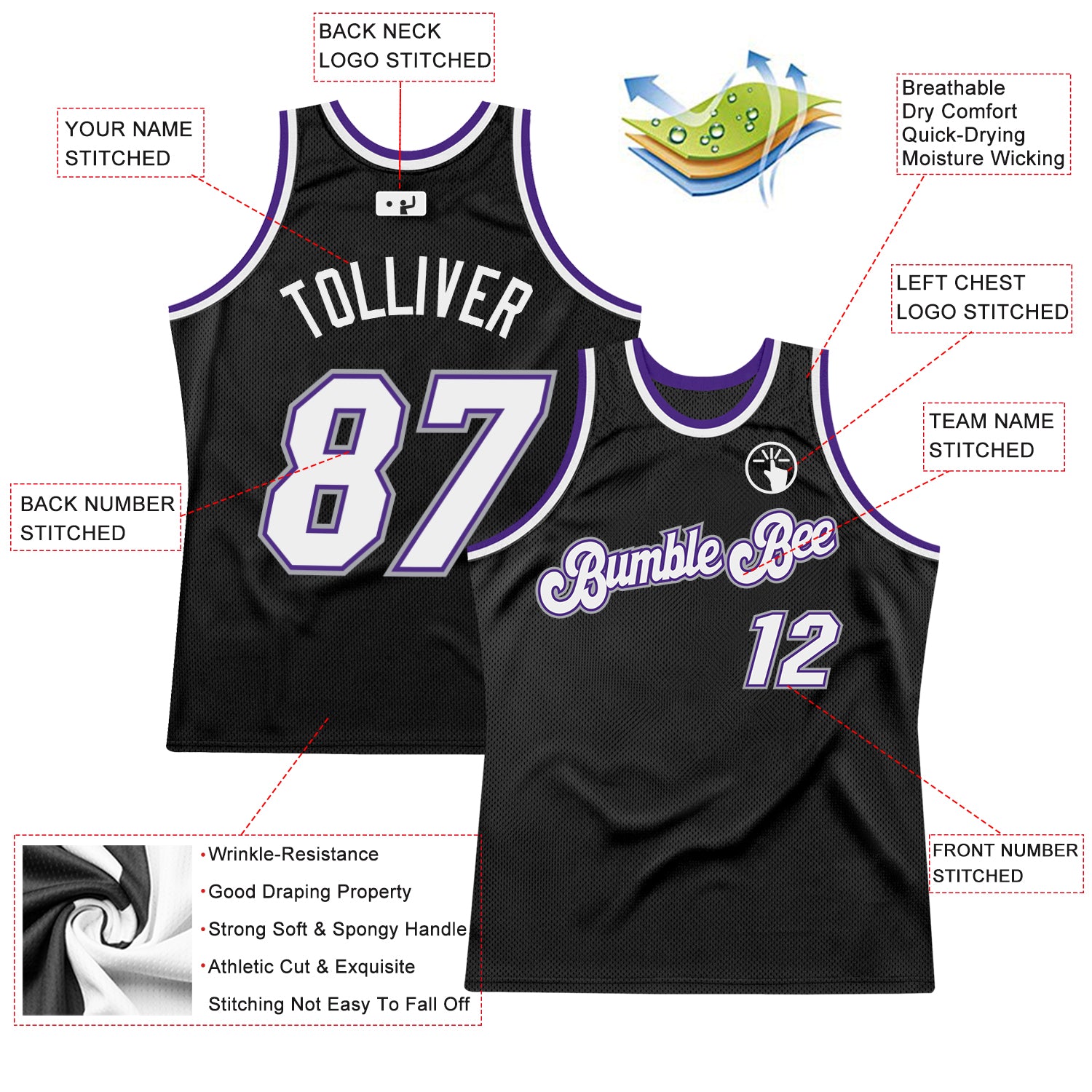 indendørs teknisk enorm Cheap Custom Black White-Purple Authentic Throwback Basketball Jersey Free  Shipping – CustomJerseysPro