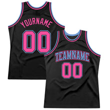 Laden Sie das Bild in den Galerie-Viewer, Custom Black Light Blue-Pink Authentic Throwback Basketball Jersey
