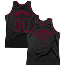 Laden Sie das Bild in den Galerie-Viewer, Custom Black Black-Maroon Authentic Throwback Basketball Jersey
