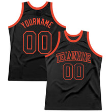 Load image into Gallery viewer, Custom Black Black-Orange Authentic Throwback Basketball Jersey
