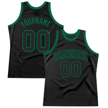 Load image into Gallery viewer, Custom Black Black-Kelly Green Authentic Throwback Basketball Jersey
