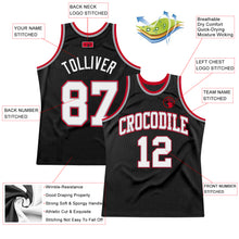 Load image into Gallery viewer, Custom Black White-Red Authentic Throwback Basketball Jersey
