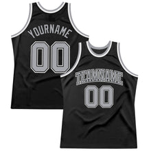 Laden Sie das Bild in den Galerie-Viewer, Custom Black Gray-White Authentic Throwback Basketball Jersey
