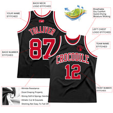 Load image into Gallery viewer, Custom Black Red-White Authentic Throwback Basketball Jersey
