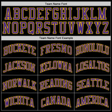 Load image into Gallery viewer, Custom Black Purple-Gold Authentic Throwback Basketball Jersey
