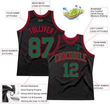 Laden Sie das Bild in den Galerie-Viewer, Custom Black Kelly Green-Red Authentic Throwback Basketball Jersey
