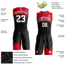 Load image into Gallery viewer, Custom Black White-Red Round Neck Sublimation Basketball Suit Jersey
