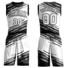 Load image into Gallery viewer, Custom Black White-Gray Round Neck Sublimation Basketball Suit Jersey

