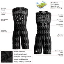 Load image into Gallery viewer, Custom Black Black-Gray Round Neck Sublimation Basketball Suit Jersey
