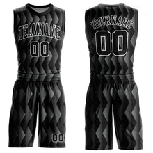Load image into Gallery viewer, Custom Black Black-Gray Round Neck Sublimation Basketball Suit Jersey
