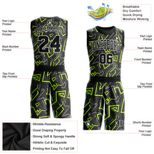 Load image into Gallery viewer, Custom Black Black-Neon Green Round Neck Sublimation Basketball Suit Jersey

