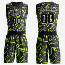 Laden Sie das Bild in den Galerie-Viewer, Custom Black Black-Neon Green Round Neck Sublimation Basketball Suit Jersey
