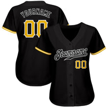 Laden Sie das Bild in den Galerie-Viewer, Custom Black Gold-White Authentic Baseball Jersey
