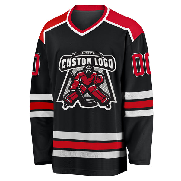 Cheap Custom White Red-Black Hockey Jersey Free Shipping – CustomJerseysPro