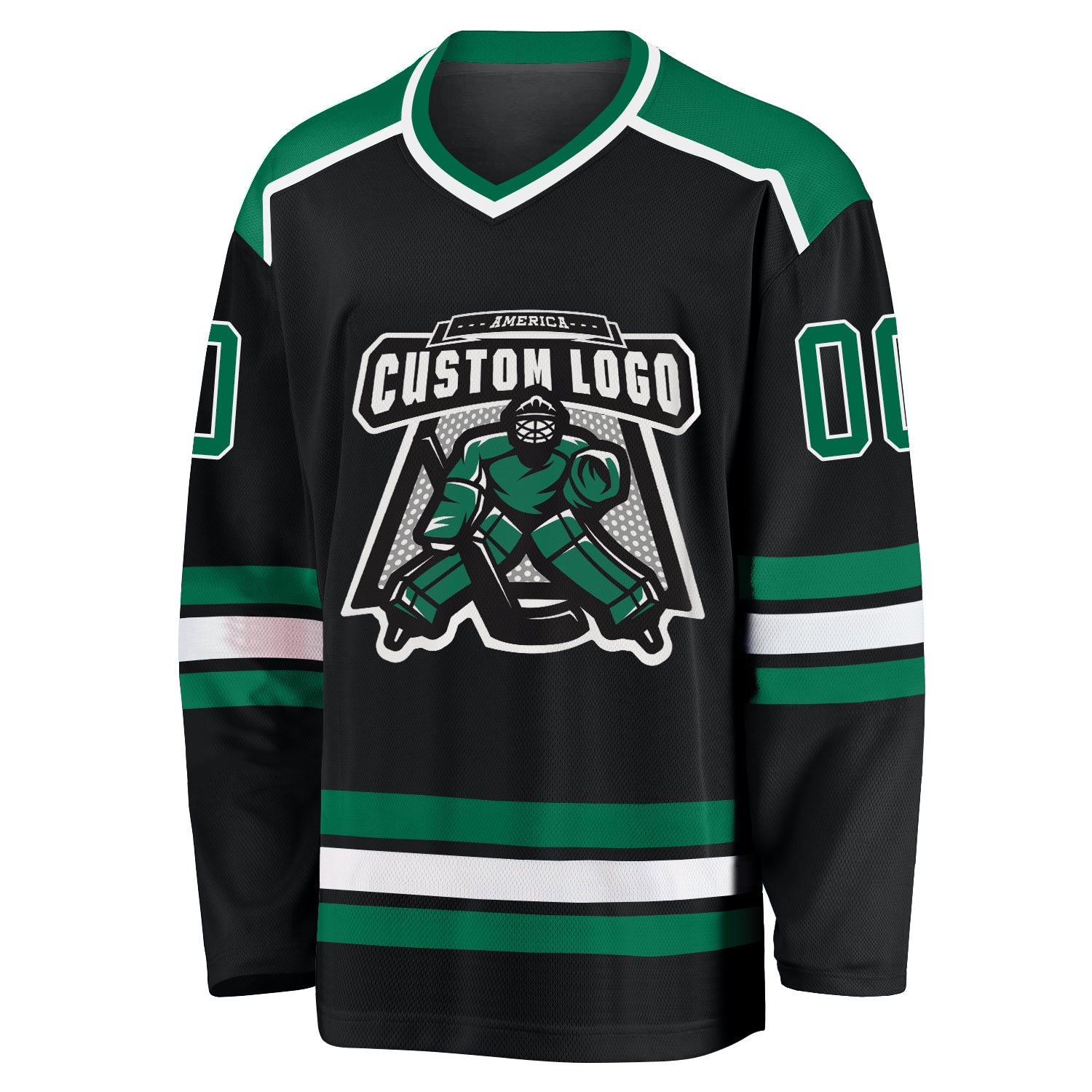 Cheap Custom Kelly Green Old Gold-Black Hockey Jersey Free