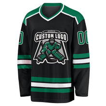 Laden Sie das Bild in den Galerie-Viewer, Custom Black Kelly Green-White Hockey Jersey
