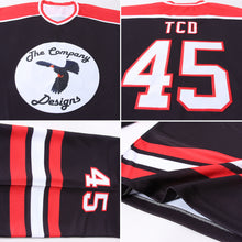 Laden Sie das Bild in den Galerie-Viewer, Custom Black White-Red Hockey Jersey
