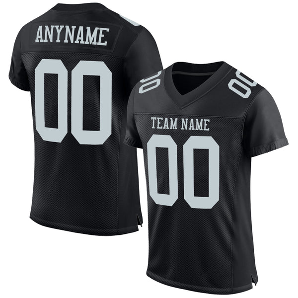 Cheap Custom Black Silver Mesh Authentic Football Jersey Free