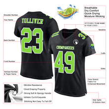 Load image into Gallery viewer, Custom Black Neon Green-White Mesh Authentic Football Jersey
