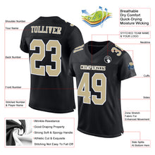 Laden Sie das Bild in den Galerie-Viewer, Custom Black Vegas Gold-White Mesh Authentic Football Jersey
